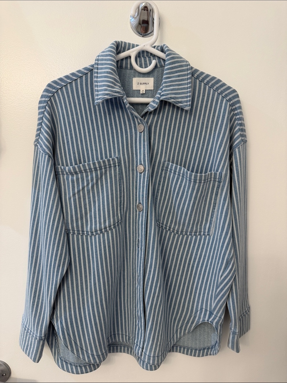 Z Supply Light Blue & White Striped Button-Down Shirt